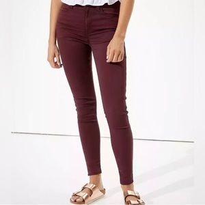 American Eagle Maroon High Rise Jegging